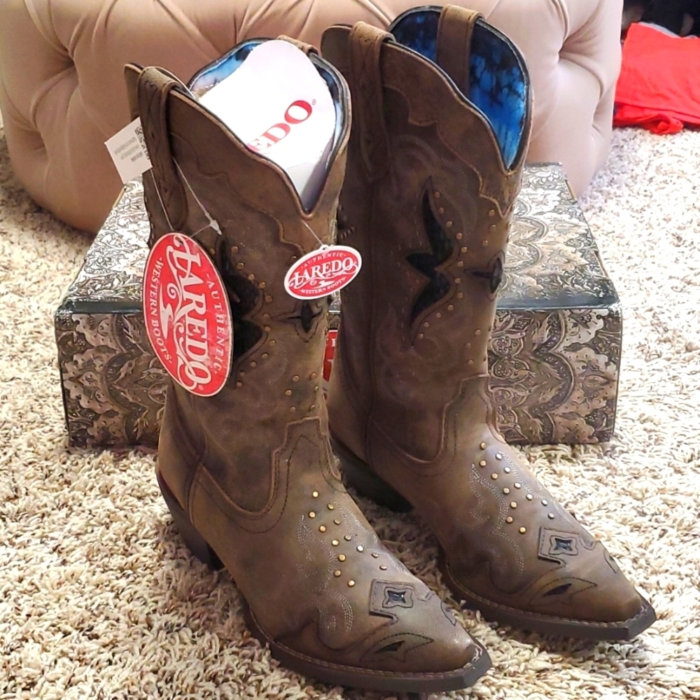 Authentic Laredo Cowgirl Western Country Leather Boots NWT